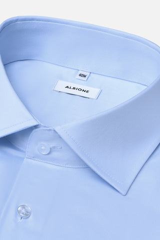 Blue Slim Fit Cotton Shirt with buttons  - Fashion  from Albione - Just 289 zł! Shop Now at Albione