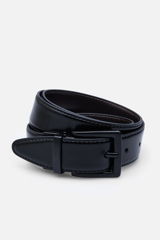 BELT DOUBLE BLACK/DK BROWN BLACK MATT 3.2CM  - Fashion  from Albione - Just 99 zł! Shop Now at Albione