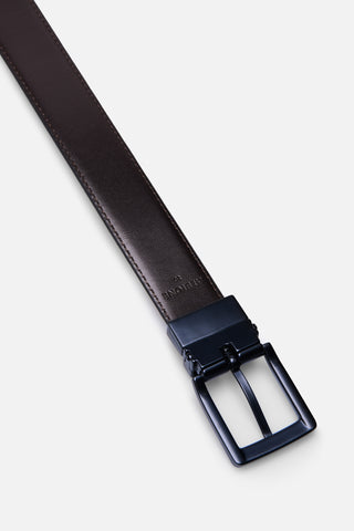 BELT DOUBLE BLACK/DK BROWN BLACK MATT 3.2CM  - Fashion  from Albione - Just 99 zł! Shop Now at Albione