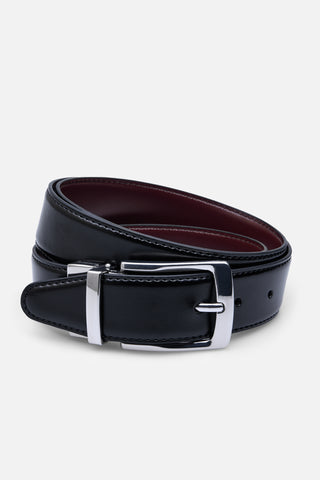 BELT DOUBLE BLACK/BURGUNDY NICKLE SATIN 3.5CM  - Fashion  from Albione - Just 99 zł! Shop Now at Albione