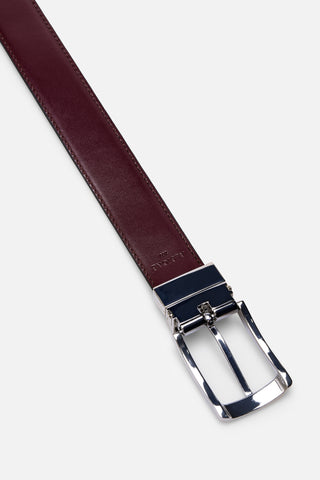 BELT DOUBLE BLACK/BURGUNDY NICKLE SATIN 3.5CM  - Fashion  from Albione - Just 99 zł! Shop Now at Albione