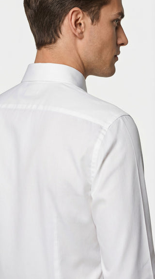 White Double Cuff Cotton Shirt Satin  - Fashion  from Albione - Just 289 zł! Shop Now at Albione