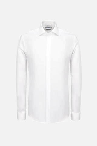 White Double Cuff Cotton Shirt Satin  - Fashion  from Albione - Just 289 zł! Shop Now at Albione