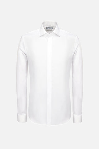 White Double Cuff Cotton Shirt Satin  - Fashion  from Albione - Just 289 zł! Shop Now at Albione