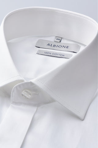 White Double Cuff Cotton Shirt Satin  - Fashion  from Albione - Just 289 zł! Shop Now at Albione