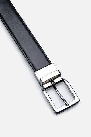 ZK1804A 3.2 cm Two-Tone Leather Belt in Black/Brown with Nickel Buckle  - Fashion  from Albione - Just 99 zł! Shop now at Albione